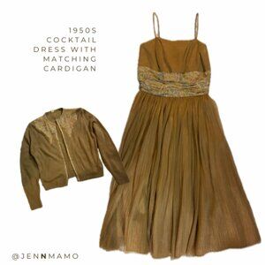 Women's Vintage Cocktail Dress with Cardigan, 1950s